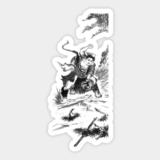 Tiger Fighter Ink Painting Sticker